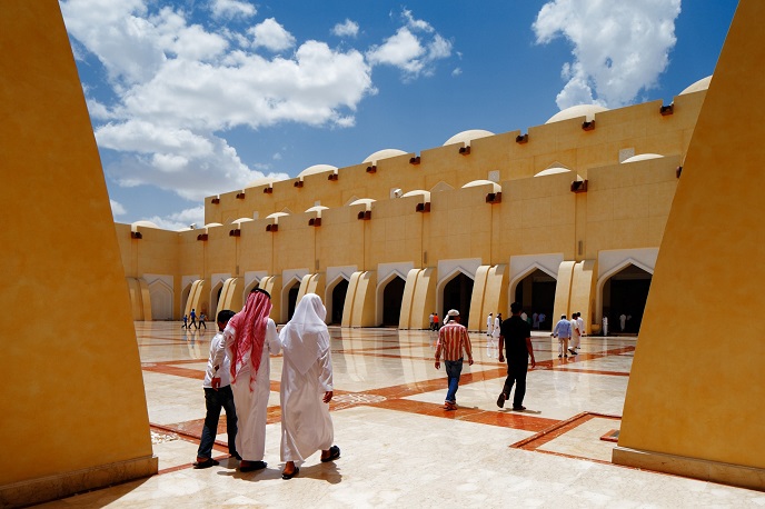 people walking to mosque